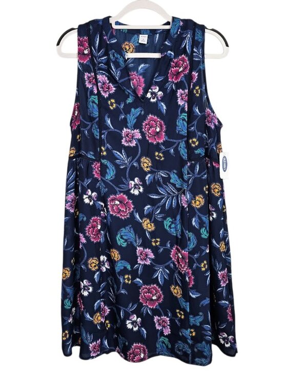Old Navy Dresses & Skirts - NWT OLD NAVY Shift Dress size M NAVY BLUE w PINK FLORAL Summer Sleeveless Cute!